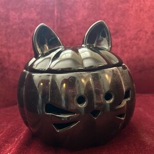 Ceramic Black cat pumpkin candle holder
